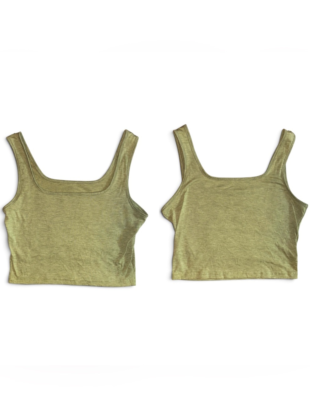 SHEIN Olive Green Square Neck Crop Tank Top